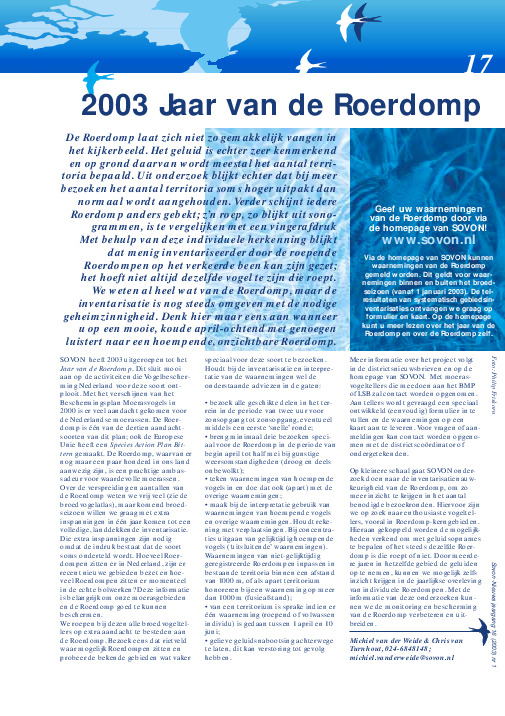 Omslag 2003 Jaar van de Roerdomp