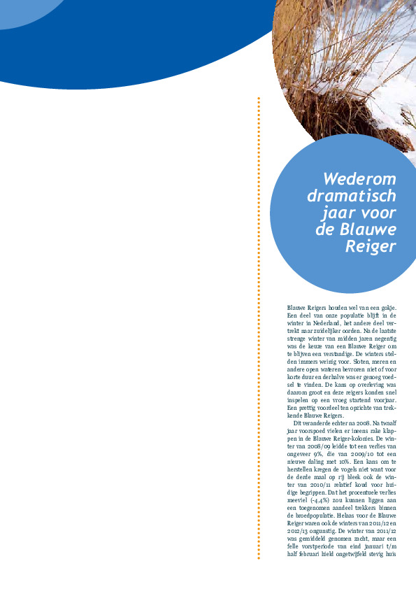 Omslag Wederom dramatisch jaar voor de Blauwe Reiger