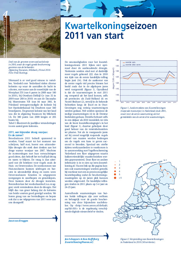 Omslag Kwartelkoningseizoen 2011 van start