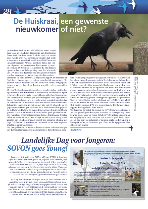 Omslag De Huiskraai, gewenste nieuwkomer of niet?