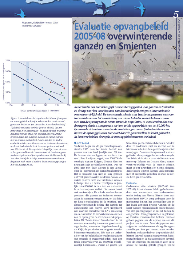 Omslag Evaluatie opvangbeleid 2005-08 overwinterende ganzen en Smienten