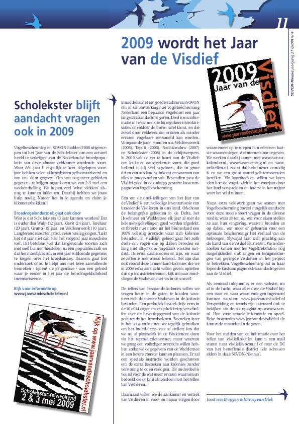 Omslag Scholekster blijft aandacht vragen ook in 2009