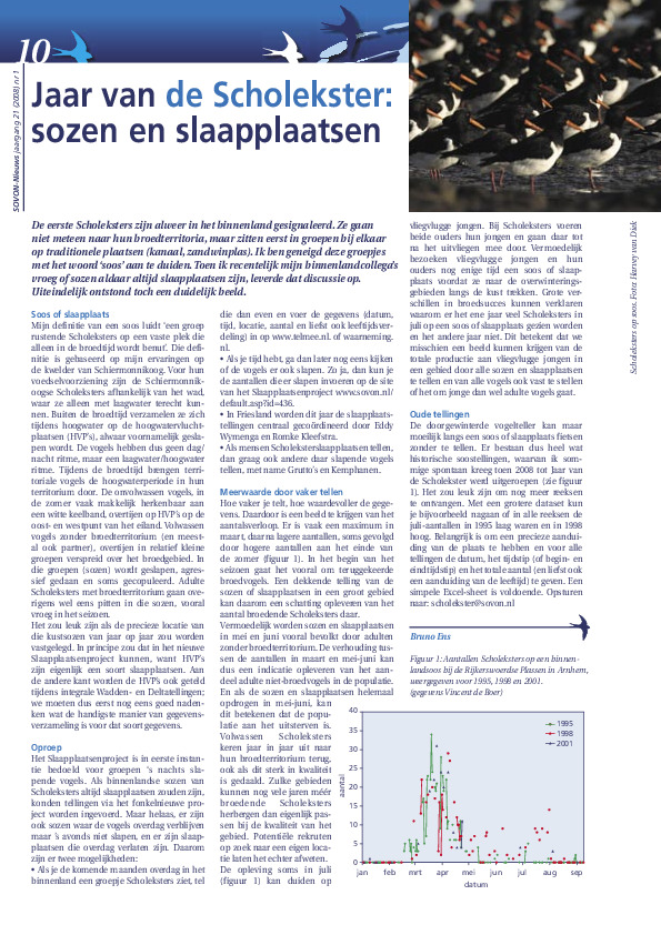 Omslag Jaar van de Scholekster: sozen en slaapplaatsen