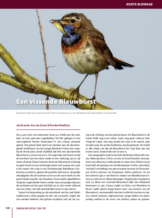 Omslag Een vissende Blauwborst