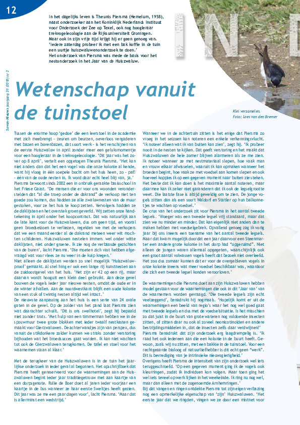 Omslag Wetenschap vanuit de tuinstoel; In de klei- Theunis Piersma