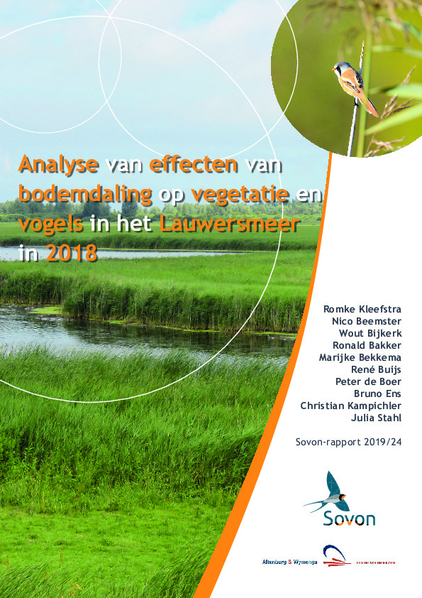 Omslag Analyse van effecten van bodemdaling op vegetatie en vogels in het Lauwersmeer in 2018