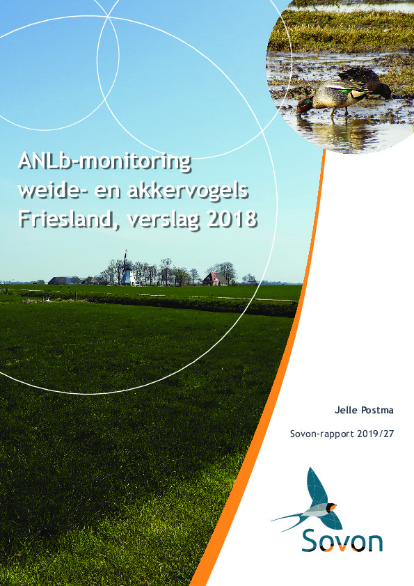 Omslag ANlb-monitoring weide- en akkervogels Friesland, verslag 2018