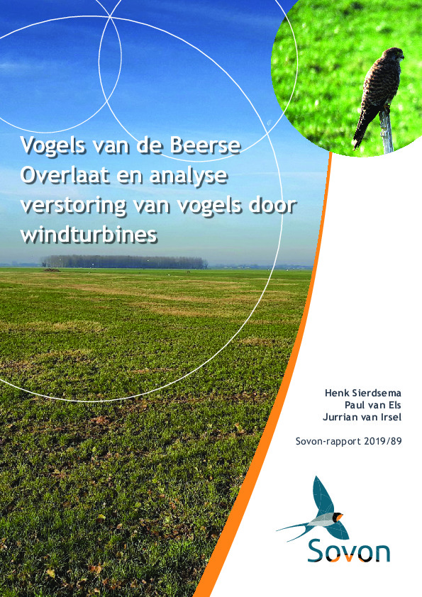 Omslag Vogels van de Beerse Overlaat en analyse verstoring van vogels door windturbines