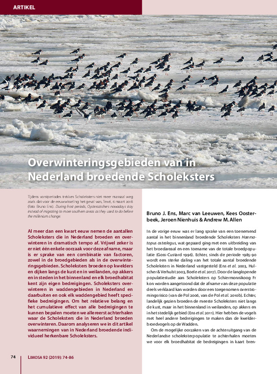 Omslag Overwinteringsgebieden van in Nederland broedende Scholeksters