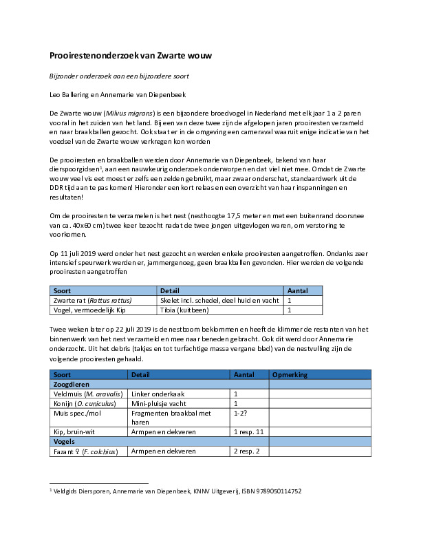 Omslag Prooirestenonderzoek van Zwarte wouw