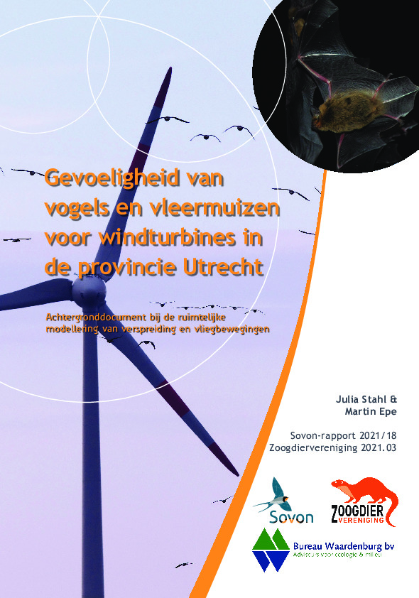 Omslag Gevoeligheid van vogels en vleermuizen voor windturbines in de provincie Utrecht