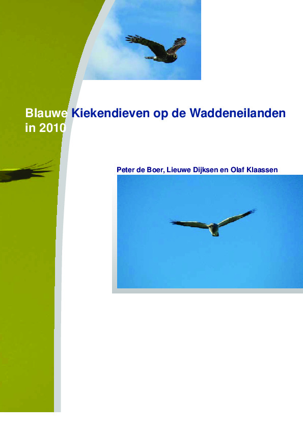 Omslag Blauwe Kiekendieven op de Waddeneilanden in 2010