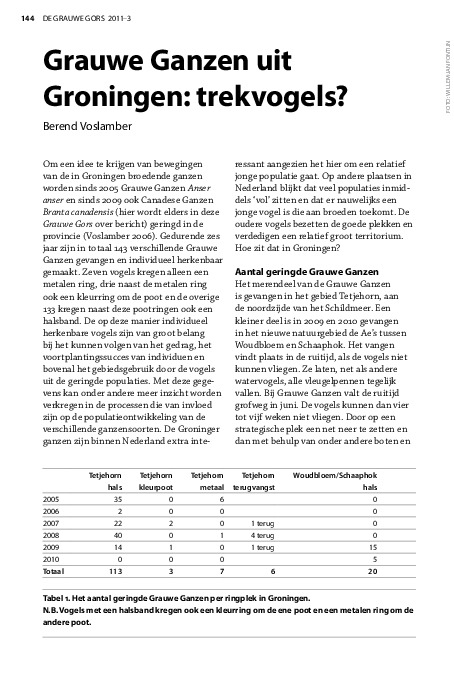 Omslag Grauwe Ganzen uit Groningen: trekvogels?