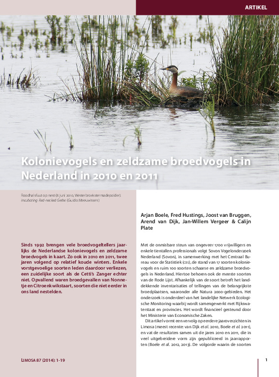 Omslag Kolonievogels en zeldzame broedvogels in Nederland in 2010 en 2011