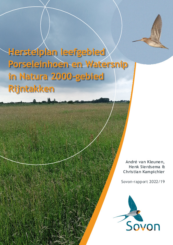 Omslag Herstelplan leefgebied Porseleinhoen en Watersnip in Natura 2000-gebied Rijntakken