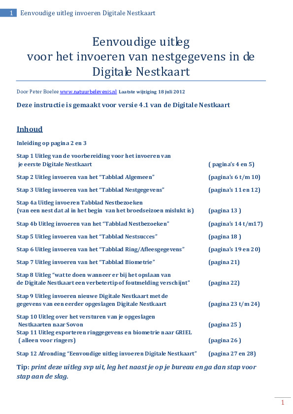 Omslag Eenvoudige uitleg invoeren Digitale Nestkaart