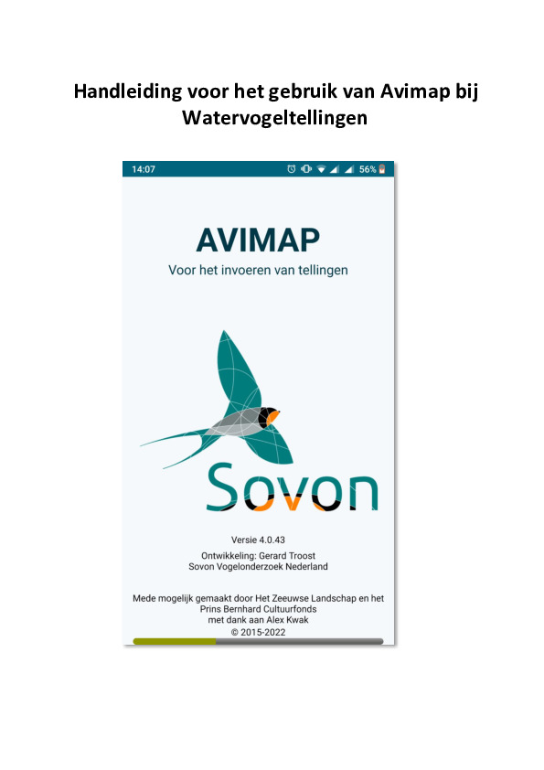 Omslag Handleiding watervogeltelling invoeren met Avimap