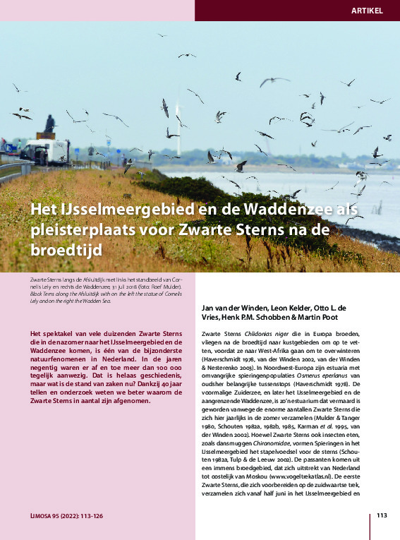 Omslag Het IJsselmeergebied en de Waddenzee als  pleisterplaats voor Zwarte Sterns na de  broedtijd