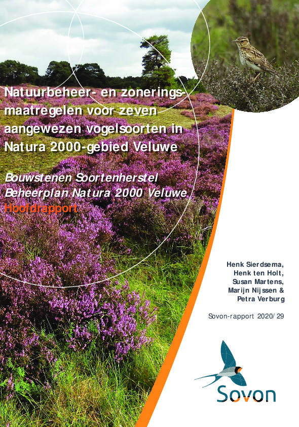 Omslag Natuurbeheer- en zoneringsmaatregelen voor zeven aangewezen vogelsoorten in Natura 2000-gebied Veluwe. Hoofdrapport