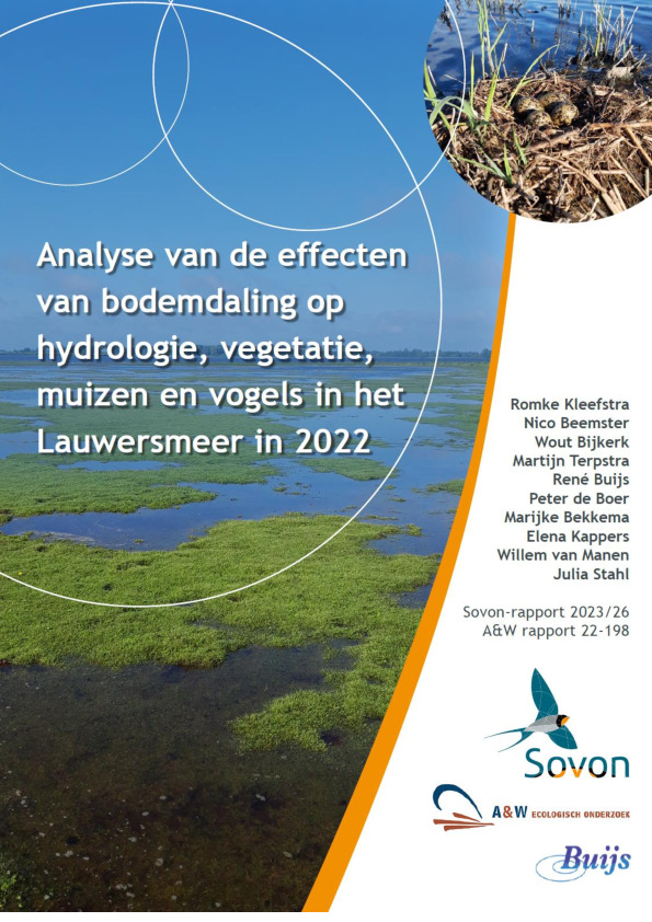 Omslag Analyse van de effecten van bodemdaling op hydrologie, vegetatie en vogels in het Lauwersmeer in 2021