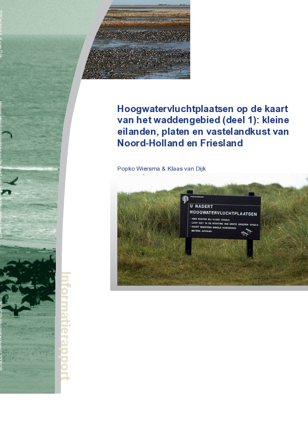 Omslag Kartering hoogwatervluchtplaatsen van het waddengebied ten behoeve van het beheerplan Natura 2000