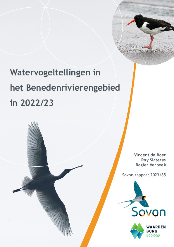 Omslag Watervogeltellingen in het Benedenrivierengebied in 2022/23