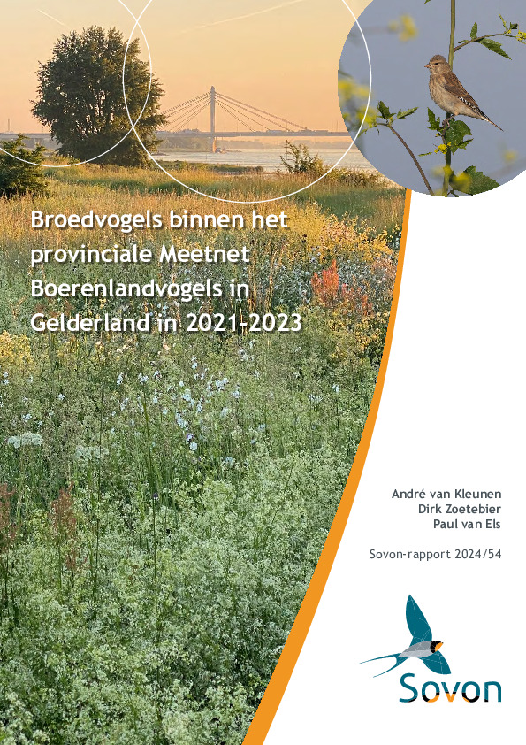 Omslag Broedvogels binnen het provinciale Meetnet Boerenlandvogels in Gelderland in 2021-2023