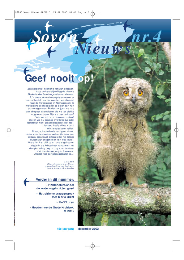 Omslag SOVON-nieuws 2002/4