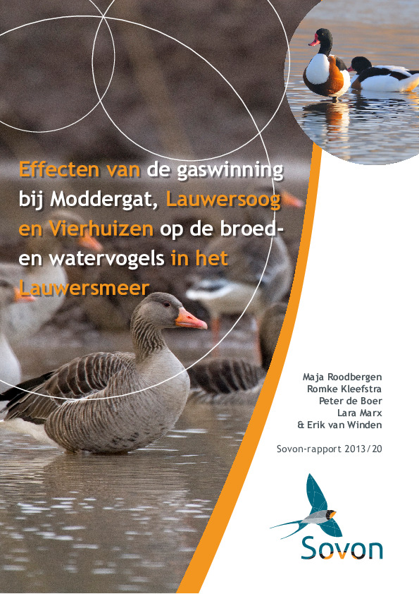 Omslag Effecten van de gaswinning bij Moddergat, Lauwersoog en Vierhuizen op de broed- en watervogels in het Lauwersmeer