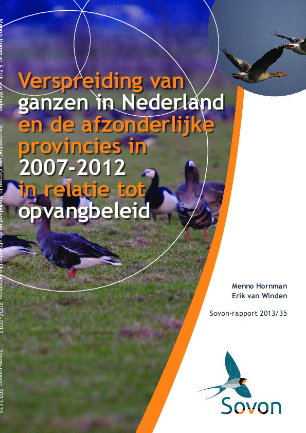 Omslag Verspreiding van ganzen in Nederland en de afzonderlijke provincies in 2007-2012 in relatie tot opvangbeleid