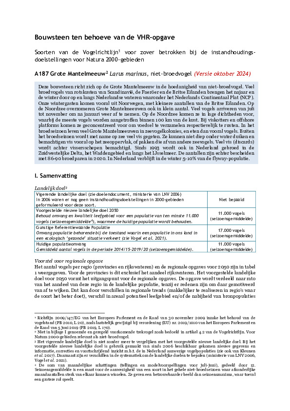 Omslag A187 Grote Mantelmeeuw niet-broedvogel (Bouwsteen)