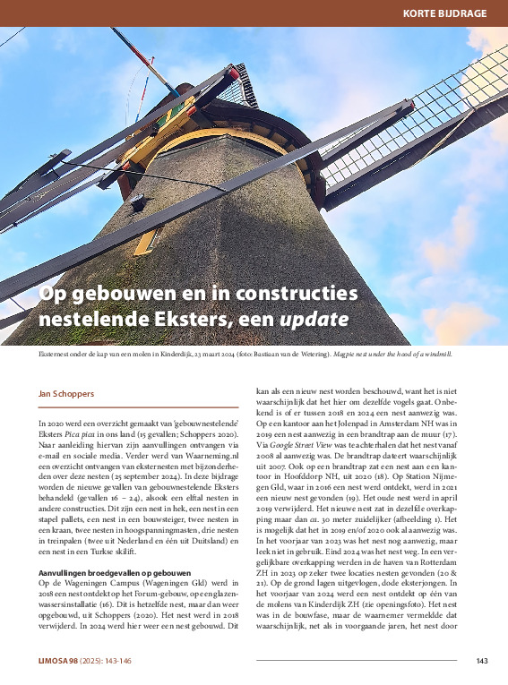 Omslag Op gebouwen en in constructies nestelende Eksters, een update