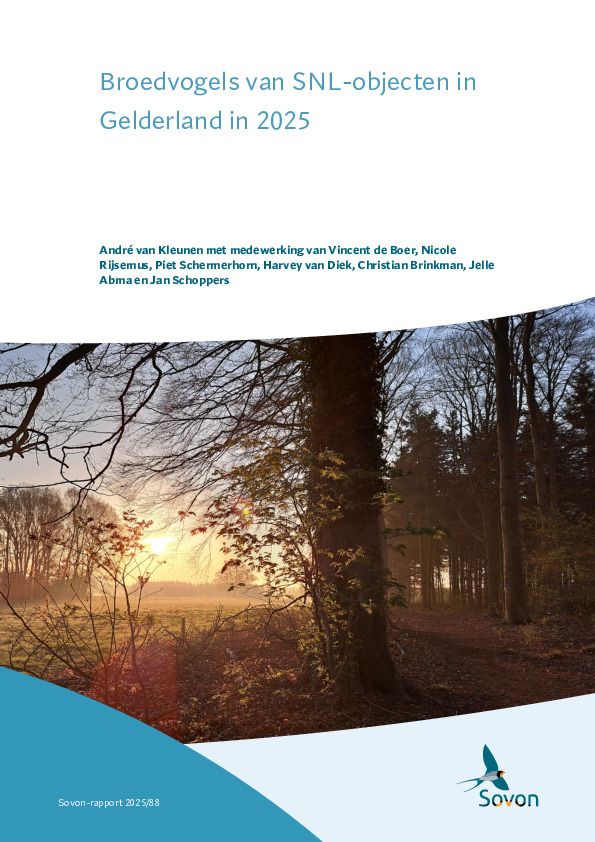Omslag Broedvogels van SNL-objecten in Gelderland in 2025