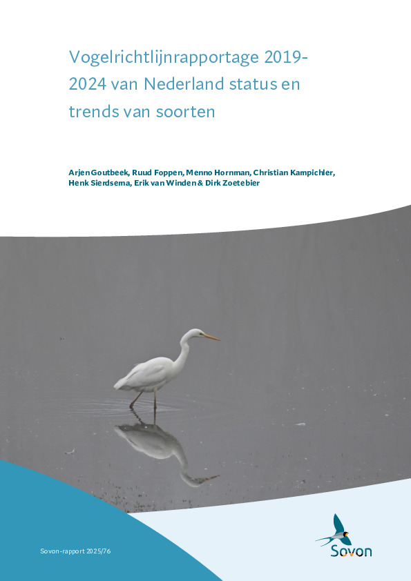 Omslag Vogelrichtlijnrapportage 2019- 2024 van Nederland status en  trends van soorten