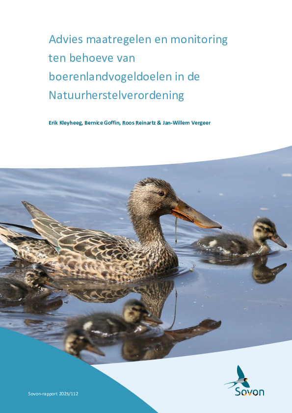 Omslag Advies maatregelen en monitoring  ten behoeve van  boerenlandvogeldoelen in de  Natuurherstelverordening