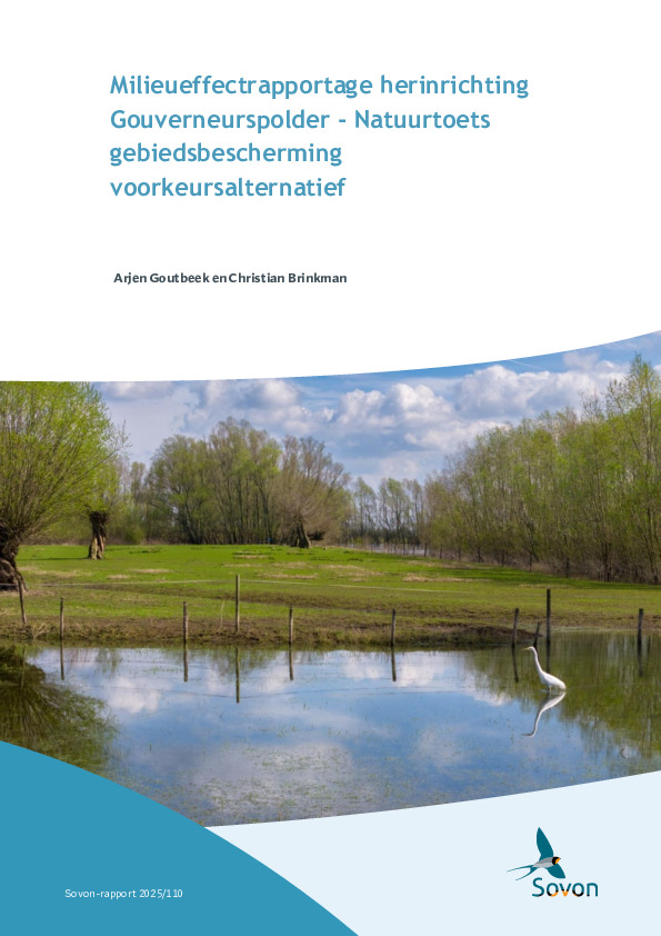 Omslag Milieueffectrapportage herinrichting Gouverneurspolder - Natuurtoets gebiedsbescherming voorkeursalternatief