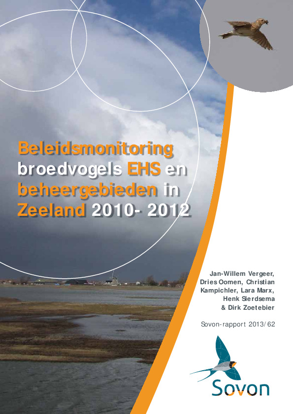 Omslag Beleidsmonitoring broedvogels EHS en beheergebieden in Zeeland, 2010-2012