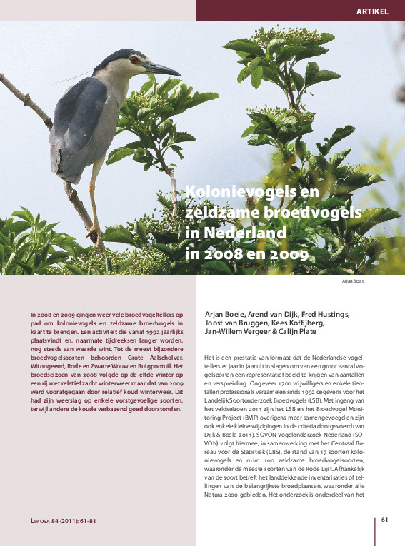 Omslag Kolonievogels en zeldzame broedvogels in Nederland in 2008 en 2009