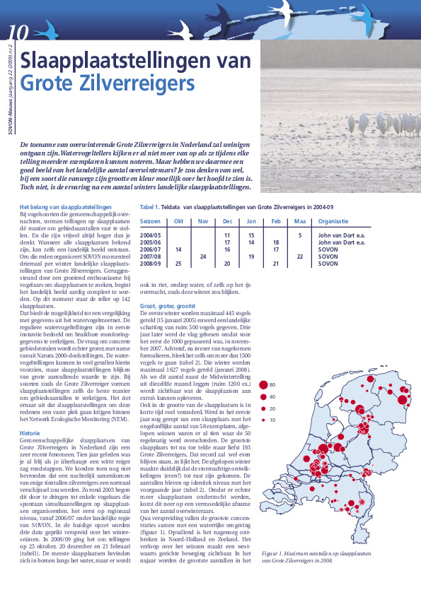 Omslag Slaapplaatstellingen van Grote Zilverreigers