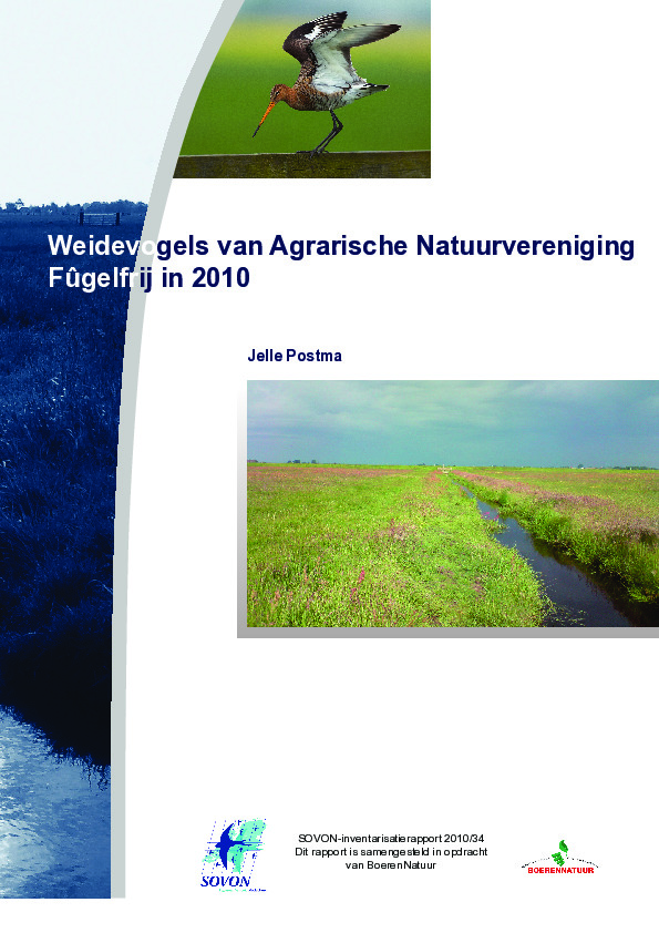 Omslag Weidevogels van Agrarische Natuurvereniging Fùgelvrij in 2010