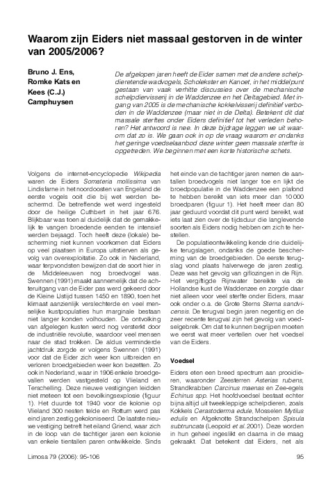 Omslag Waarom zijn Eiders niet massaal gestorven in de winter van 2005/2006?