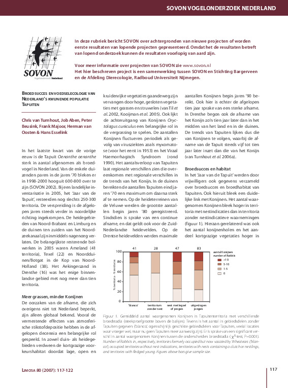 Omslag Broedsucces en voedselecologie van Nederland's kwijnende populatie Tapuiten