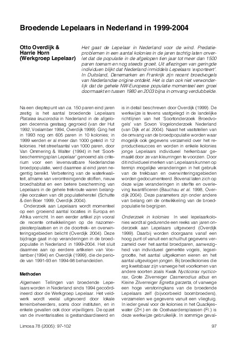 Omslag Broedende Lepelaars in Nederland 1999-2004