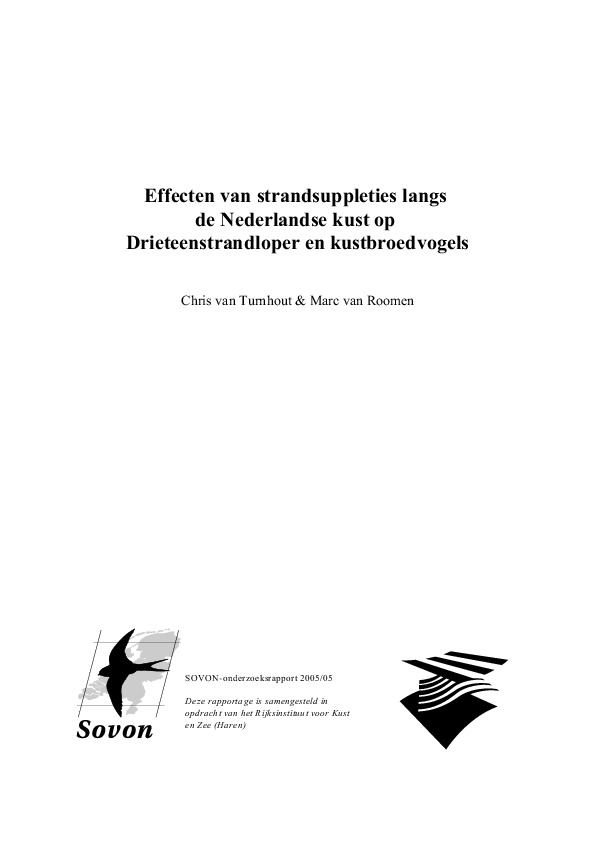 Omslag Effecten van strandsuppleties langs de Nederlandse kust op Drieteenstrandloper en kustbroedvogels