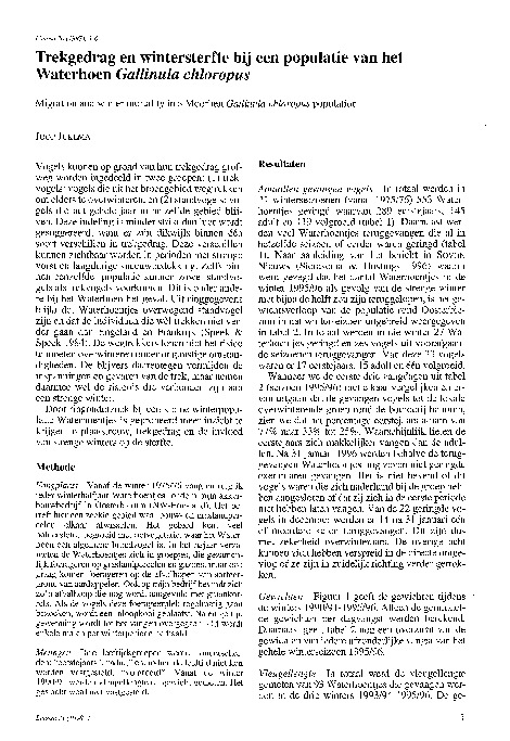 Omslag Trekgedrag en wintersterfte bij een populatie Waterhoen