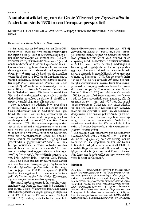 Omslag Aantalsontwikkeling Grote Zilverreiger sinds 1970 in Europees perspectief