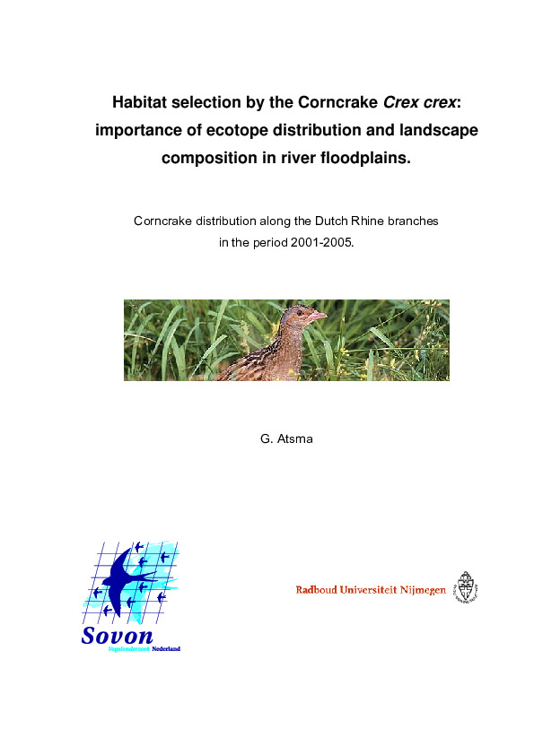 Omslag Habitat selection by the Corncrake