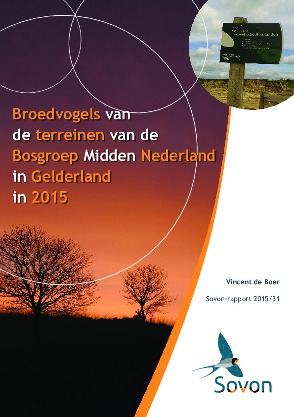 Omslag Broedvogels van terreinen van de Unie van Bosgroepen in Gelderland in 2015