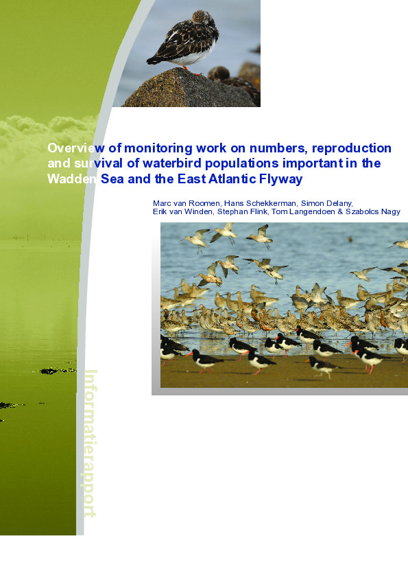 Omslag Overview of monitoring work on numbers, reproduction and survival of waterbird populations important in the Wadden Sea and the East Atlantic Flyway