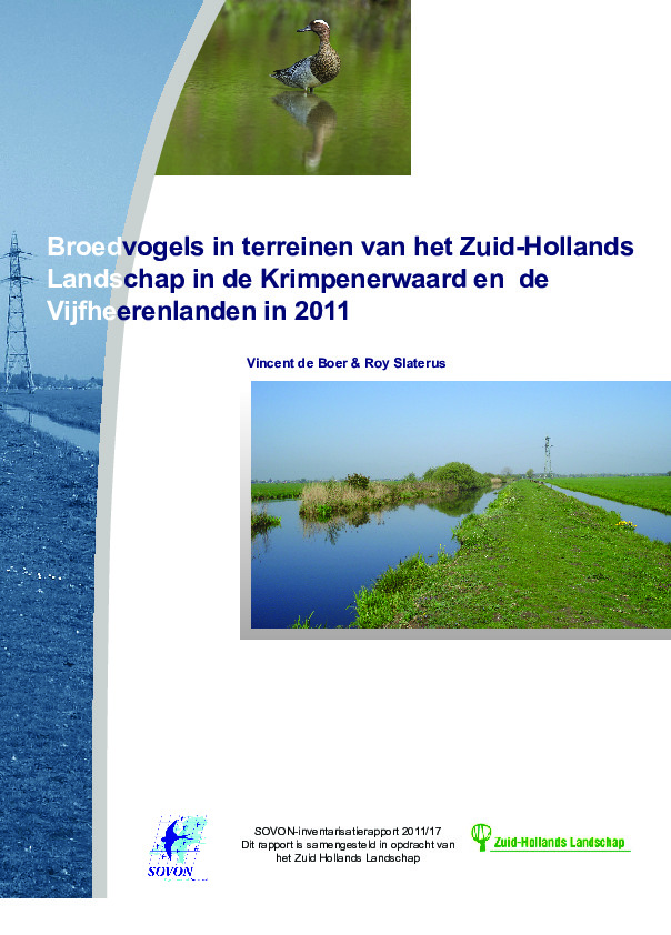 Omslag Broedvogels in terreinen van het Zuid-Hollands Landschap in de Krimpenerwaard en de Vijfheerenlanden in 2011